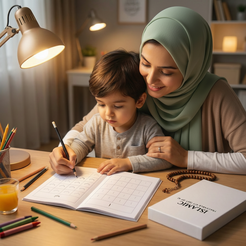 Islamic Learning Bundle for Kids – Traceable Writing Kit + Dua Stickers (English)