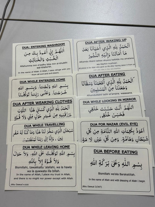 English Dua Stickers transparent (Set of 12 Duas)
