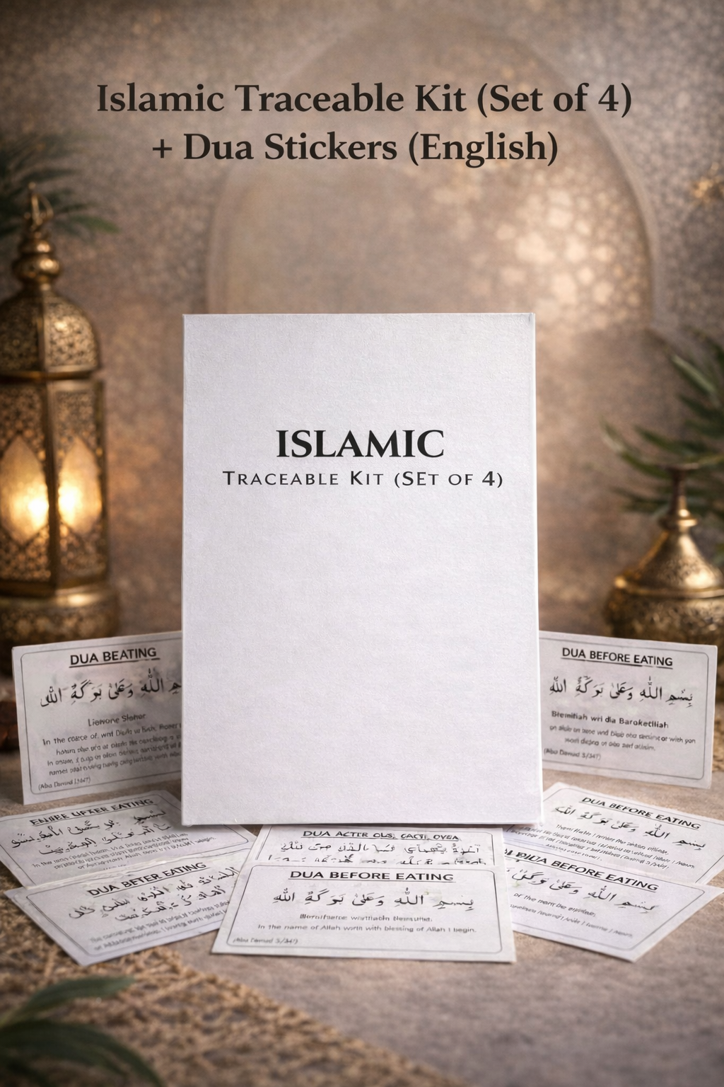 Islamic Learning Bundle for Kids – Traceable Writing Kit + Dua Stickers (English)